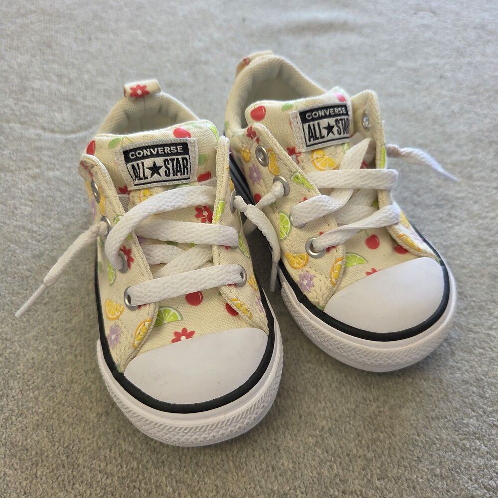 Converse Toddler Street Ox Low Top Sneakers Size 6 Fruit Flowers Cherry Lemon